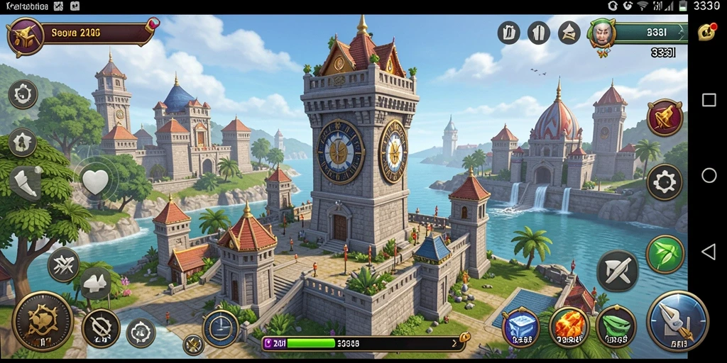 Screenshot gameplay 333I menunjukkan aksi menara yang mendebarkan.