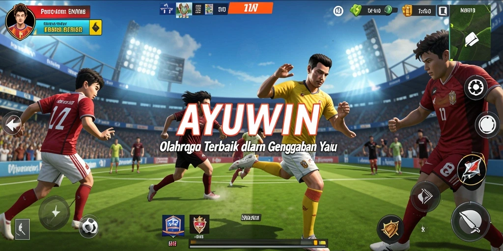 Tangkapan layar utama AYUWIN menunjukkan pengguna menikmati pertandingan olahraga secara langsung.