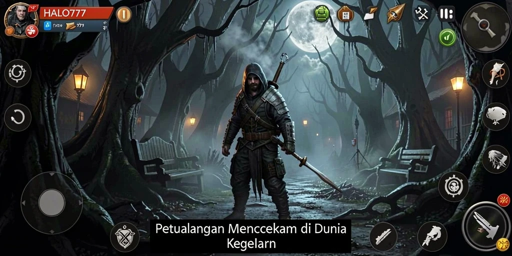 Tampilan gameplay HALO777 yang menegangkan dan atmosfer horror yang kental.