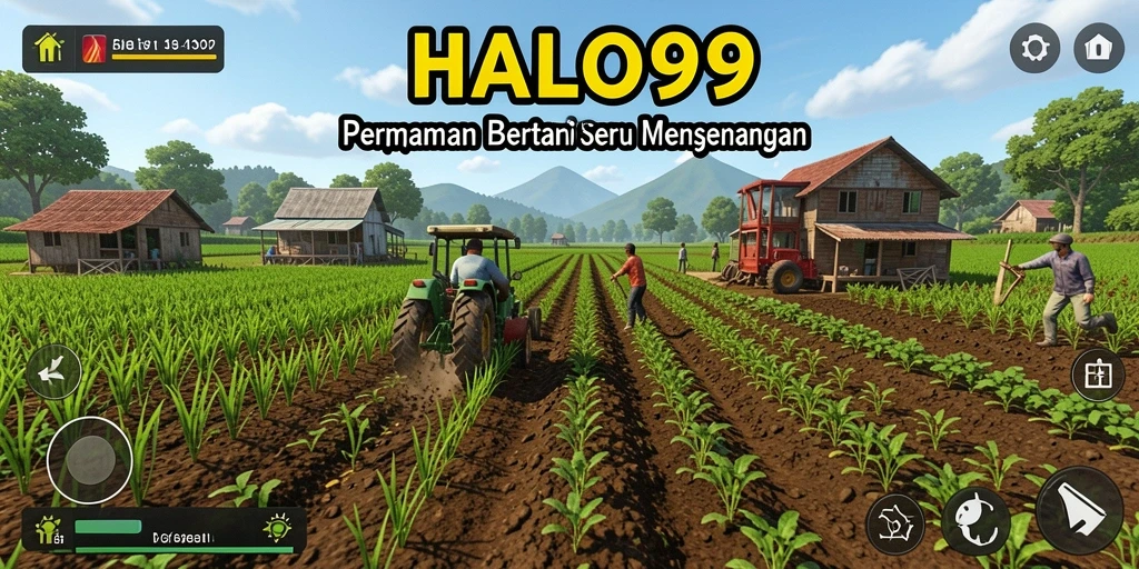 Tampilan gameplay HALO99 dengan aksi bertani yang seru.