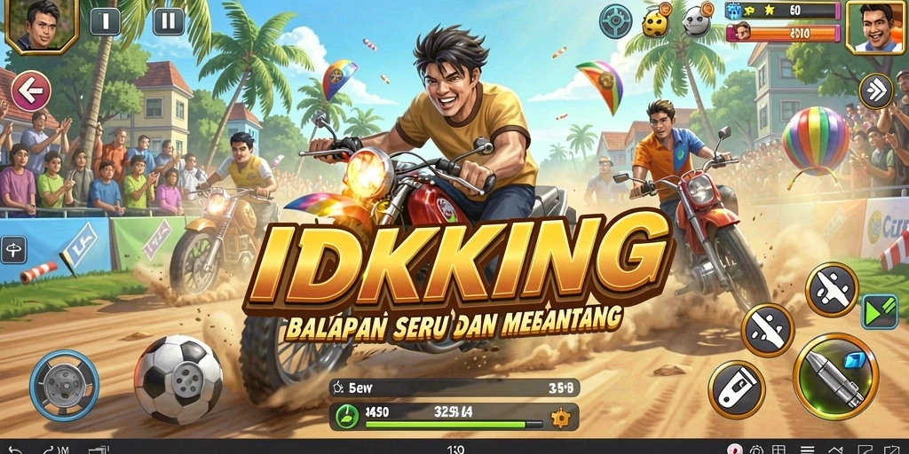 Tampilan gameplay menarik dari IDRKING yang menampilkan aksi balapan intens.