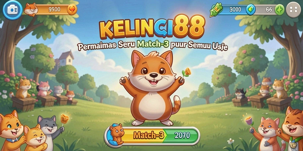Tampilan gameplay KELINCI88 yang seru dan menantang di level Match-3.