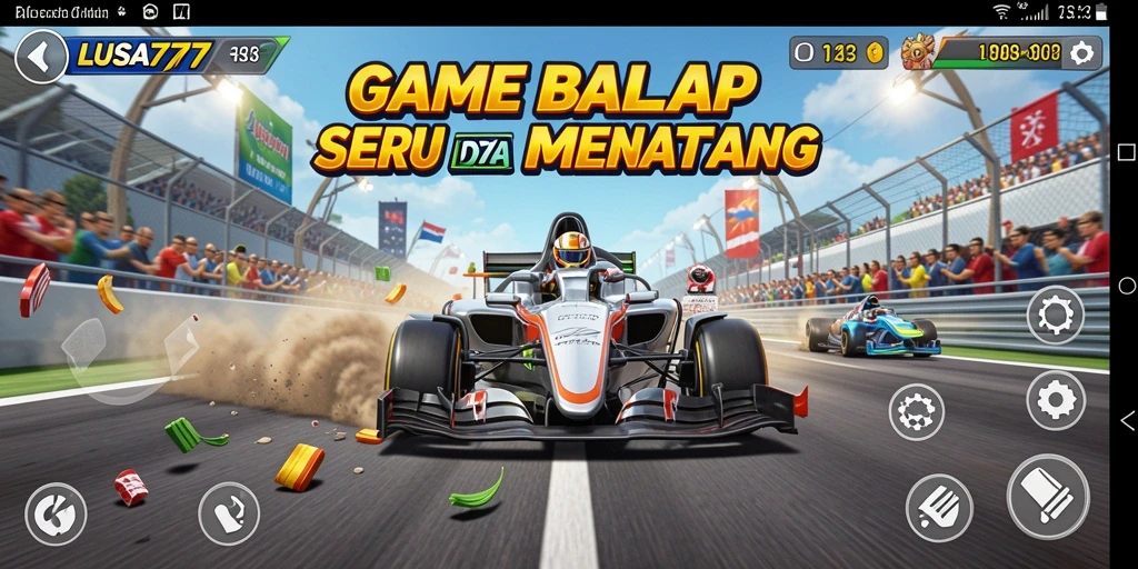 Gameplay mendebarkan di LUSA777 dengan mobil balap cepat.