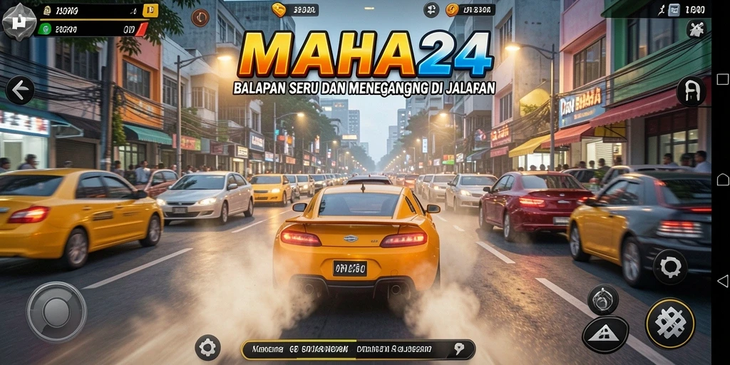 Tangkapan layar menampilkan gameplay seru di lintasan balap.
