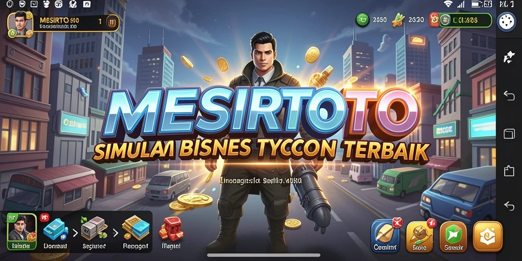 Screenshot MESIRTOTO menampilkan aktivitas manajerial dalam gameplay Tycoon.