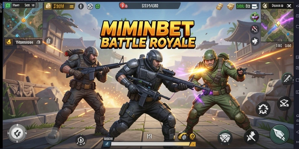 Tangkapan layar gameplay MIMINBET dengan pertempuran intens dalam Battle Royale.