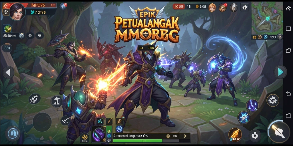Tampilan gameplay MPO76 yang menampilkan pertempuran epik dan petualangan menarik.