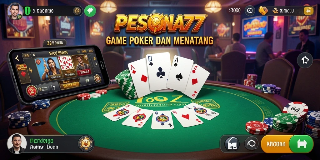 Screenshot PESONA77 menunjukkan gameplay poker yang mendebarkan dan seru.