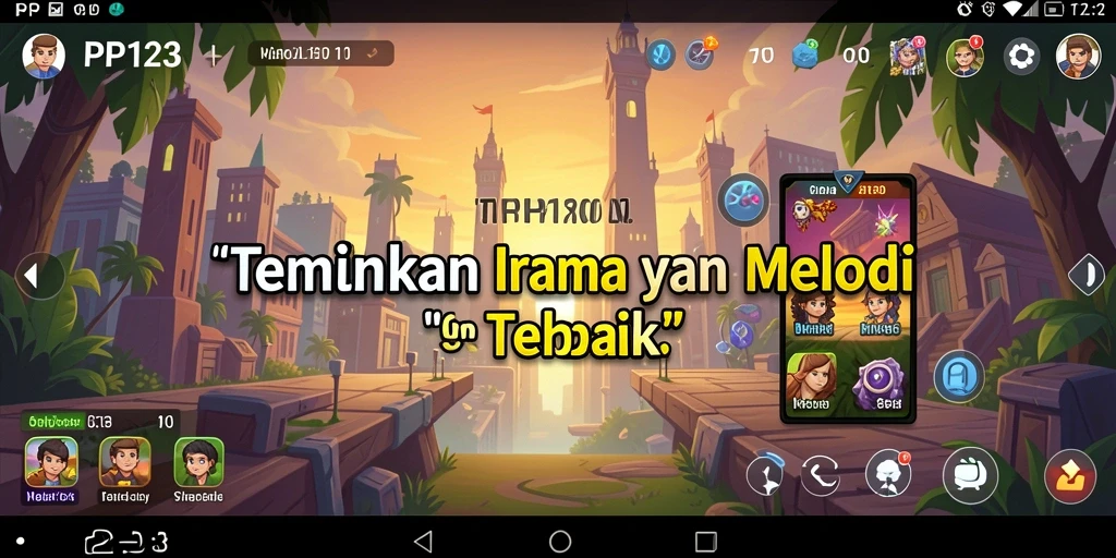 Tampilan gameplay PP123 dengan beragam lagu musik.