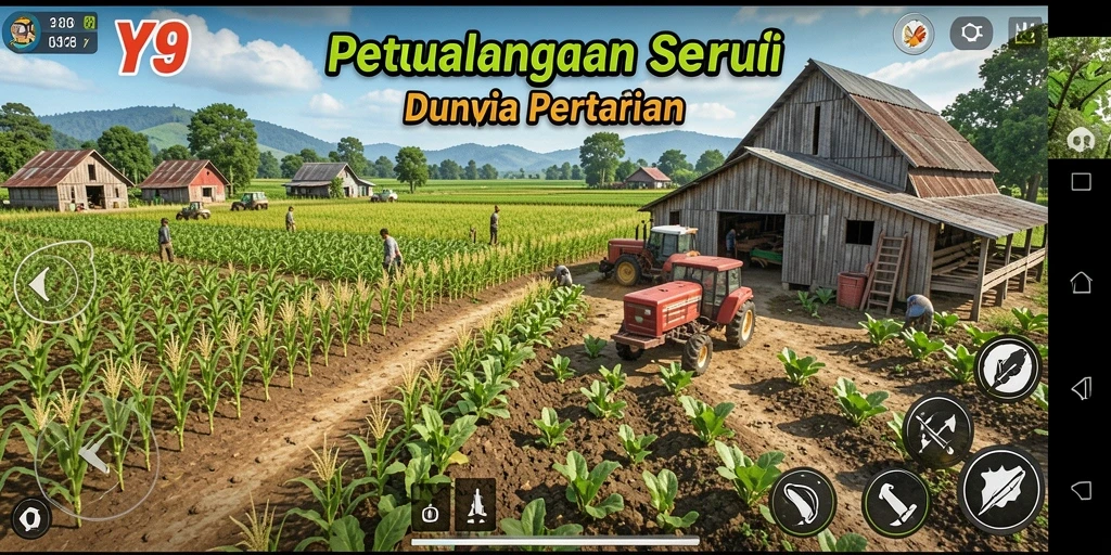 Tangkapan layar gameplay Y89 yang menampilkan aktivitas bertani.